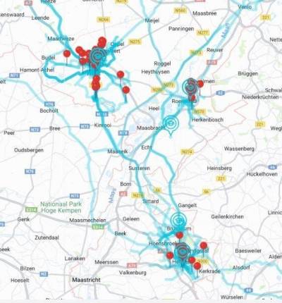 Schermafdruk routes in schoolroute.nl